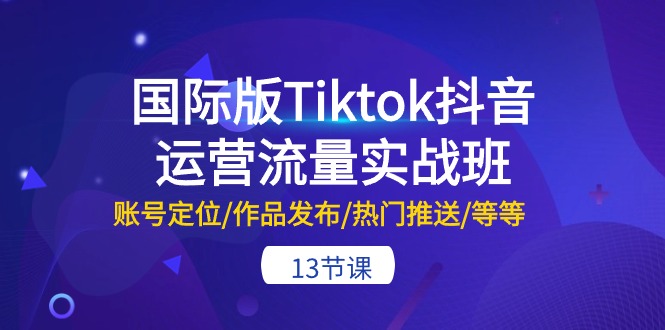 （10712期）国际版Tiktok抖音运营流量实战班：账号定位/作品发布/热门推送/等等-13节狐狸致富吧-狐狸副业网-扶苏副业网狐狸致富吧