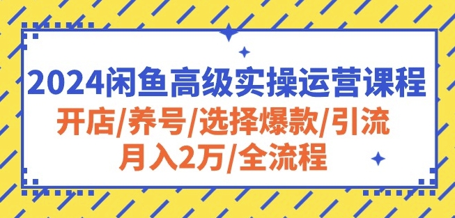 2024闲鱼高级实操运营课程：开店/养号/选择爆款/引流/月入2万/全流程狐狸致富吧-狐狸副业网-扶苏副业网狐狸致富吧