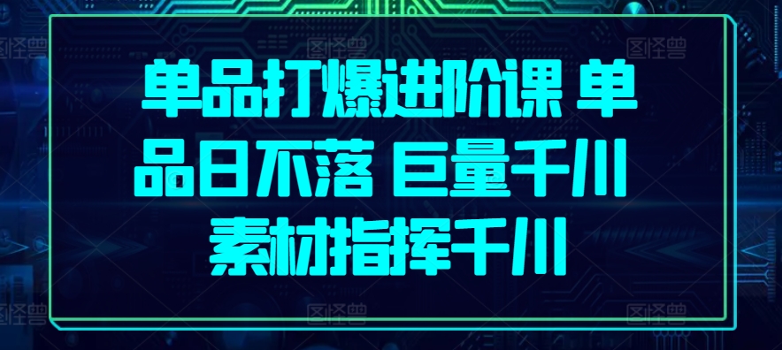 单品打爆进阶课 单品日不落 巨量千川 素材指挥千川狐狸致富吧-狐狸副业网-扶苏副业网狐狸致富吧
