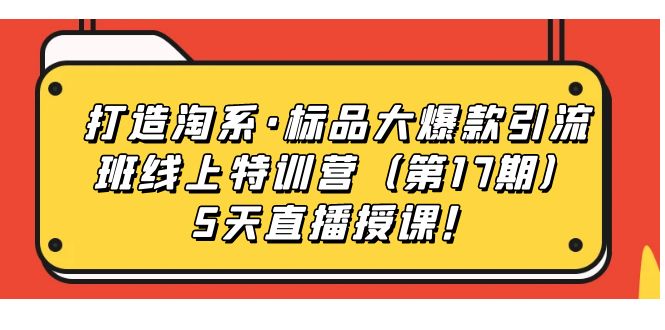 打造淘系·标品大爆款引流班线上特训营（第17期）5天直播授课！狐狸致富吧-狐狸副业网-扶苏副业网狐狸致富吧