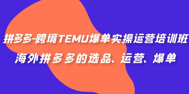 拼多多-跨境TEMU爆单实操运营培训班，海外拼多多的选品、运营、爆单狐狸致富吧-狐狸副业网-扶苏副业网狐狸致富吧