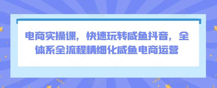 电商实操课，快速玩转咸鱼抖音，全体系全流程精细化咸鱼电商运营狐狸致富吧-狐狸副业网-扶苏副业网狐狸致富吧