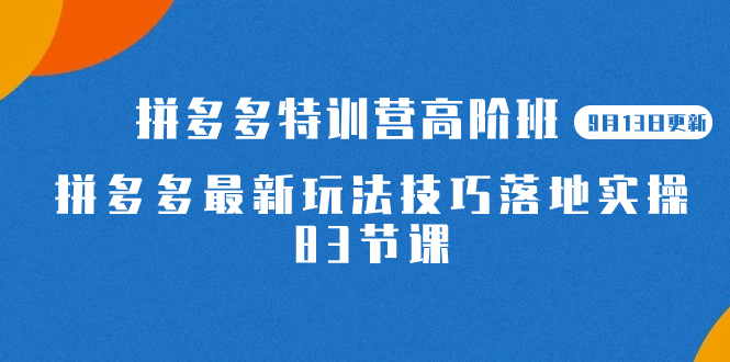 2023拼多多·特训营高阶班【9月19日更新】拼多多最新玩法技巧落地实操-83节狐狸致富吧-狐狸副业网-扶苏副业网狐狸致富吧