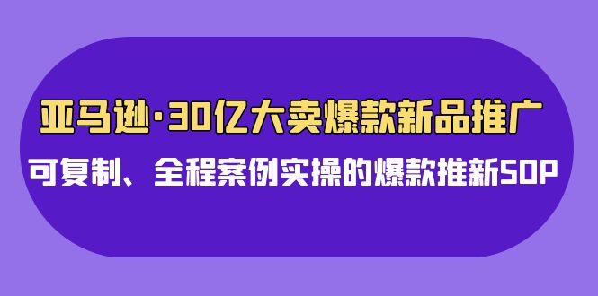 亚马逊30亿大卖爆款新品推广，可复制、全程案例实操的爆款推新SOP狐狸致富吧-狐狸副业网-扶苏副业网狐狸致富吧