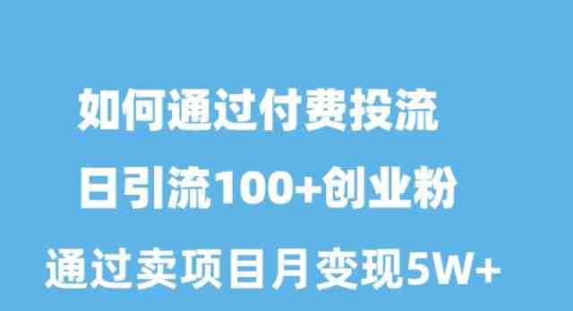 （10189期）如何通过付费投流日引流100+创业粉月变现5W+狐狸致富吧-狐狸副业网-扶苏副业网狐狸致富吧