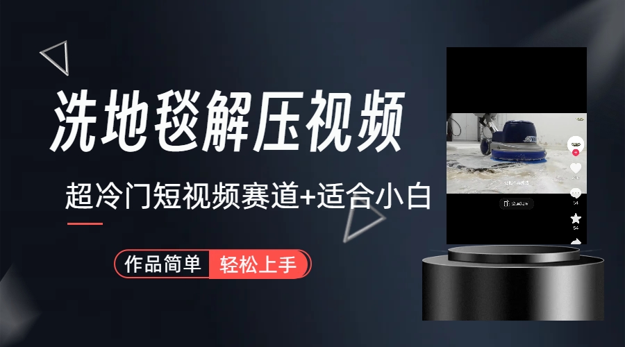 超冷门抖音短视频赛道-清洗地毯解压视频-简单无脑怼作品（教程+素材）狐狸致富吧-狐狸副业网-扶苏副业网狐狸致富吧