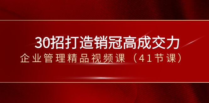30招-打造销冠高成交力-企业管理精品视频课（41节课）狐狸致富吧-狐狸副业网-扶苏副业网狐狸致富吧