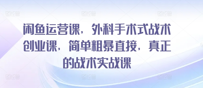 闲鱼运营课，外科手术式战术创业课，简单粗暴直接，真正的战术实战课狐狸致富吧-狐狸副业网-扶苏副业网狐狸致富吧