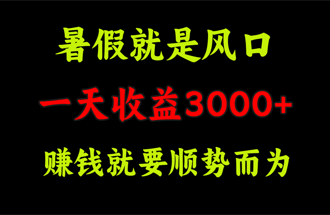 一天收益3000+ 赚钱就是顺势而为，暑假就是风口狐狸致富吧-狐狸副业网-扶苏副业网狐狸致富吧