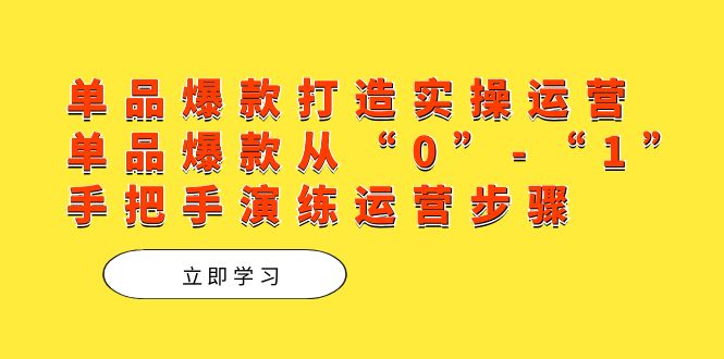 单品爆款打造实操运营，单品爆款从“0”-“1”手把手演练运营步骤狐狸致富吧-狐狸副业网-扶苏副业网狐狸致富吧
