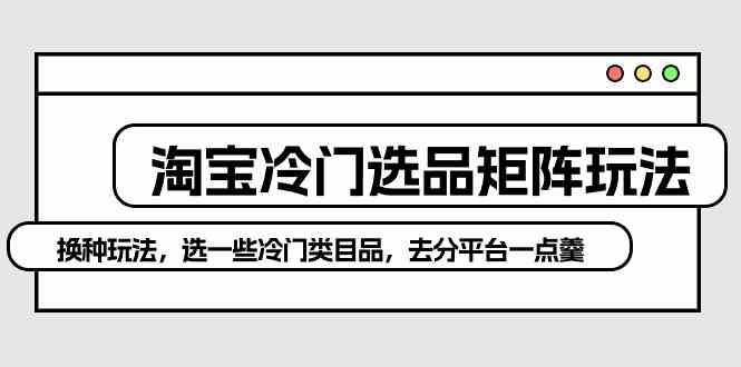 （10159期）淘宝冷门选品矩阵玩法：换种玩法，选一些冷门类目品，去分平台一点羹狐狸致富吧-狐狸副业网-扶苏副业网狐狸致富吧