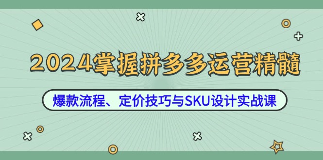 2024掌握拼多多运营精髓：爆款流程、定价技巧与SKU设计实战课狐狸致富吧-狐狸副业网-扶苏副业网狐狸致富吧