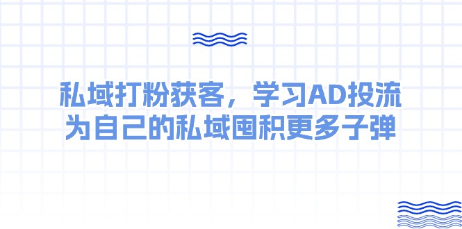 （10728期）某收费课：私域打粉获客，学习AD投流，为自己的私域囤积更多子弹狐狸致富吧-狐狸副业网-扶苏副业网狐狸致富吧