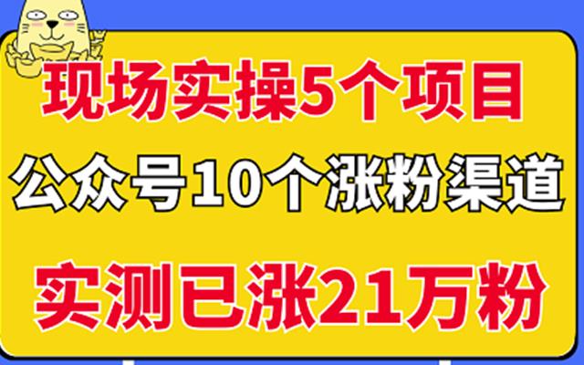 现场实操5个公众号项目，10个涨粉渠道，实测已涨21万粉！￼狐狸致富吧-狐狸副业网-扶苏副业网狐狸致富吧