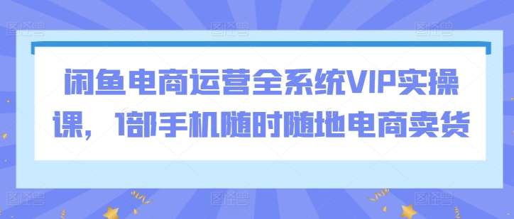 闲鱼电商运营全系统VIP实操课，1部手机随时随地电商卖货狐狸致富吧-狐狸副业网-扶苏副业网狐狸致富吧