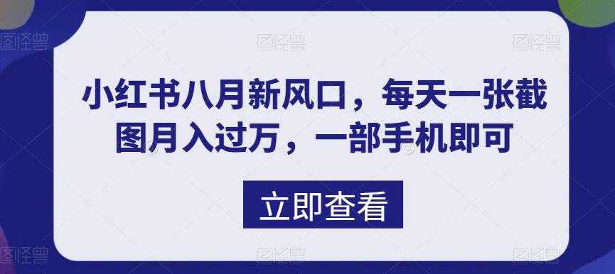 八月新风口，小红书虚拟项目一天收入1000+，实战揭秘狐狸致富吧-狐狸副业网-扶苏副业网狐狸致富吧