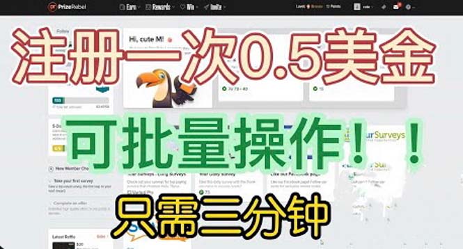 国外项目注册一次0.5美金 只需三分钟无脑操作 可批量放大 小白工作室福利狐狸致富吧-狐狸副业网-扶苏副业网狐狸致富吧
