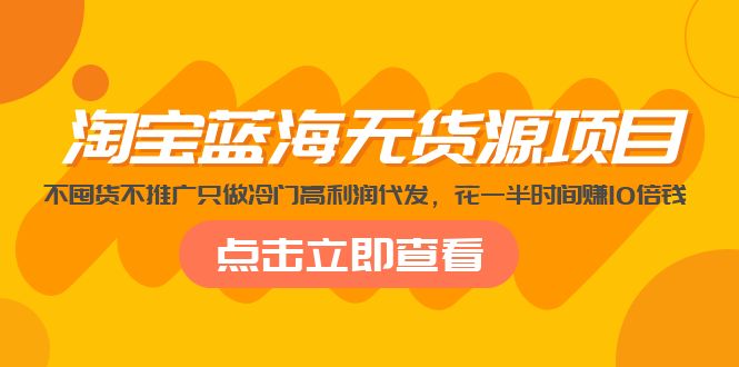 淘宝蓝海无货源项目，不囤货不推广只做冷门高利润代发，花一半时间赚10倍钱狐狸致富吧-狐狸副业网-扶苏副业网狐狸致富吧